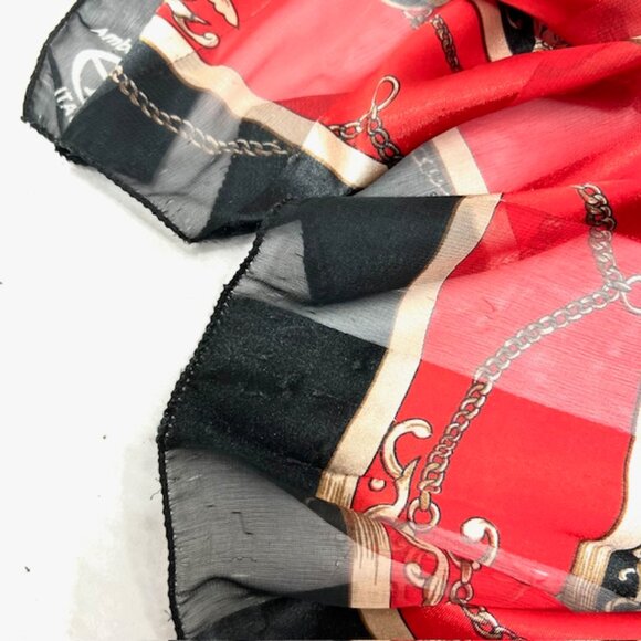 #49 Vintage Embassador Roberta ,  100% silk satin & chiffon, red black ivery(49 - Picture 8 of 9